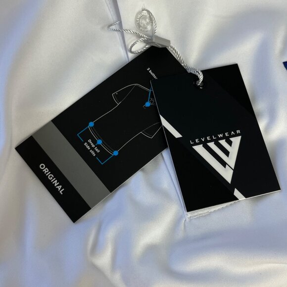 Levelwear DTE Embroidered Golf Polo Shirt Mens Large White New - Picture 9 of 9